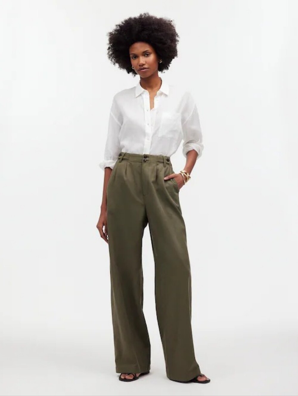 Madewell - The Harlow Wide-Leg Pant - Size 12 - Faded Ivy - NWT